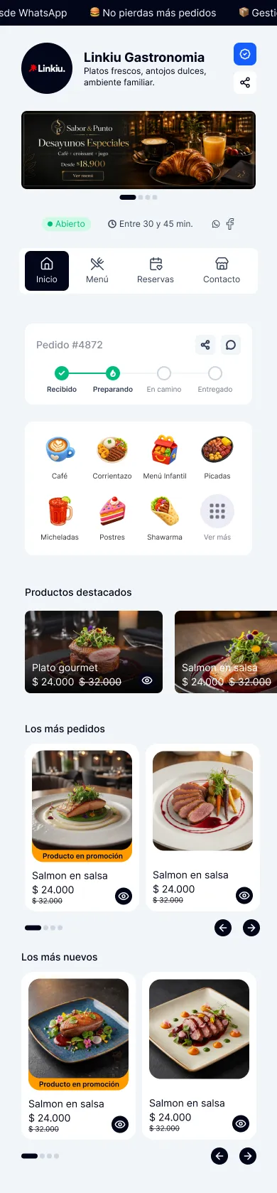 Inicio de la tienda en Linkiu