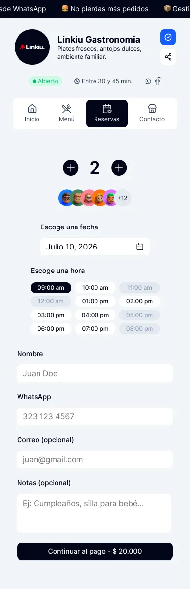 Reservas en la tienda en Linkiu