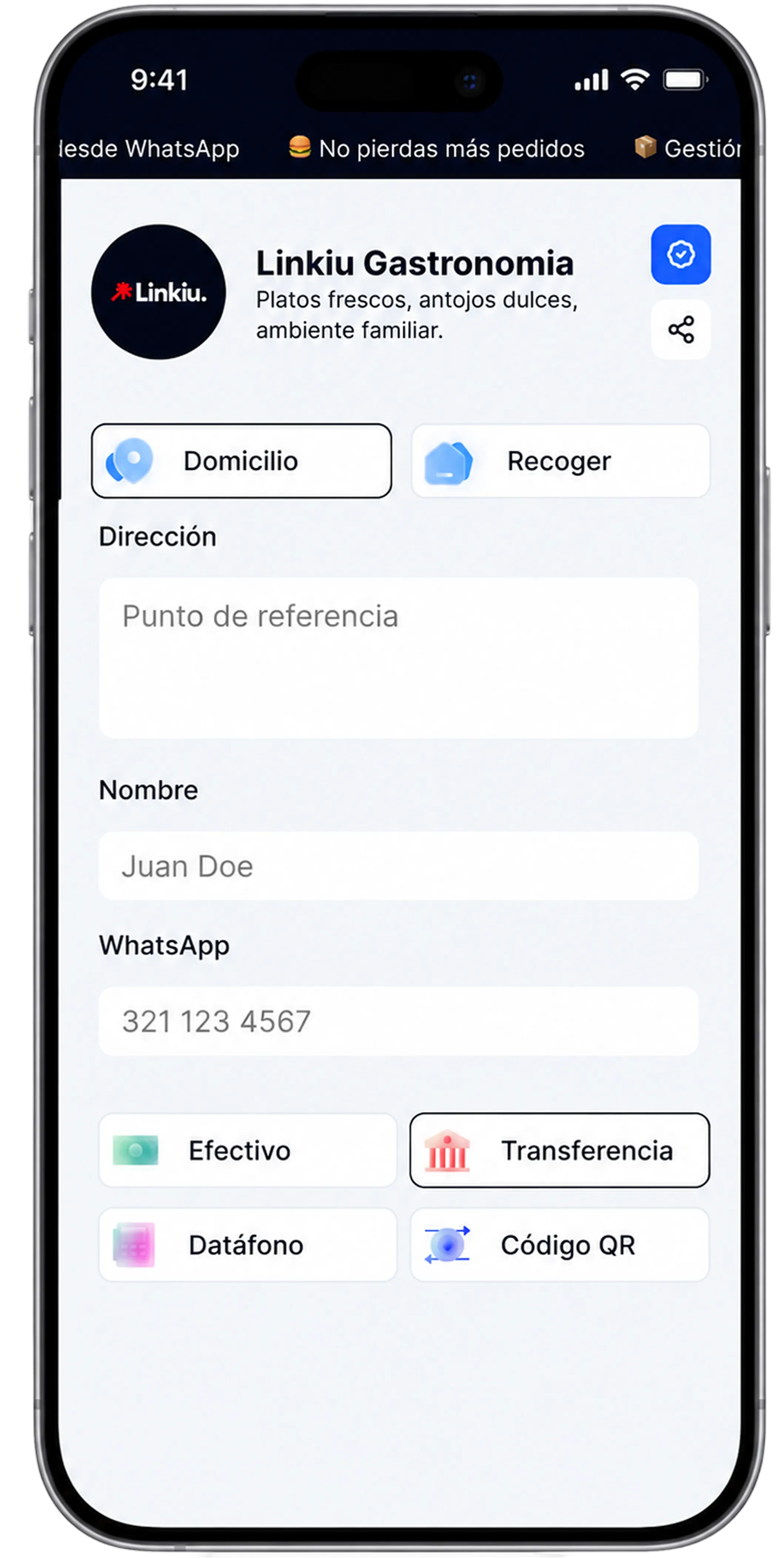 Pedidos y pago